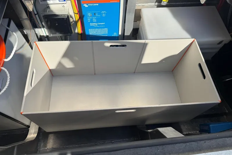  Yacht Photos Pics Open storage compartment in JR Marine 33 Savage boat, 2025 model.