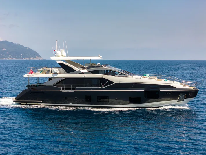  Yacht Photos Pics Luxurious 2019 Azimut 27 Metri yacht cruising on open sea.