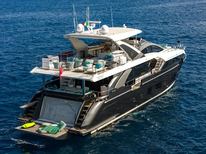  Yacht Photos Pics Luxurious 2019 Azimut 27 Metri yacht cruising on open sea.