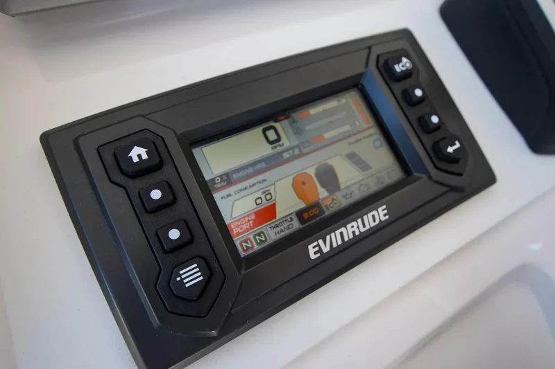 Quid Pro Quo Yacht Photos Pics Evinrude control panel on 2013 Intrepid 300 Center Console boat.