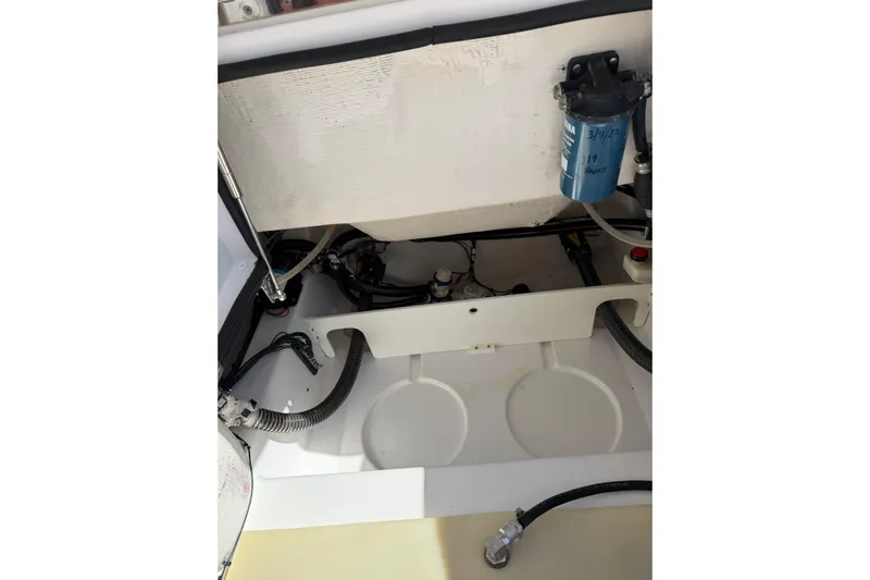  Yacht Photos Pics 2023 Sportsman Heritage 241 Center Console boat interior wiring and components.