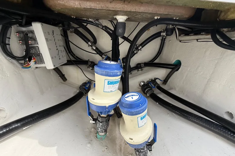  Yacht Photos Pics 2018 Yellowfin 32 Offshore boat wiring and plumbing system close-up.