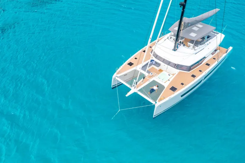 Semper Fidelis Yacht Photos Pics Aerial view of 2022 Fountaine Pajot Alegria 67 multihull