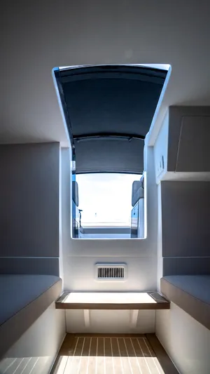  Yacht Photos Pics Interior view of 2023 VanDutch 32 yacht, featuring sleek design and modern finishes.