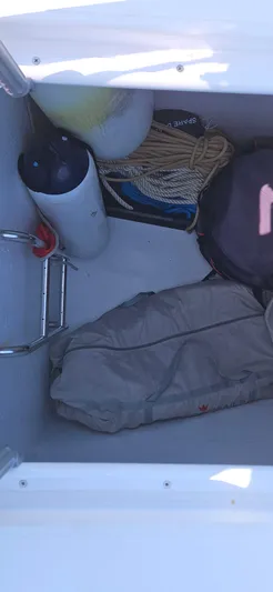 Night Out Yacht Photos Pics Storage compartment on a 2023 Nautitech 44 Open, containing ropes and equipment.