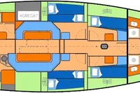 Floor plan of a 1995 Devonport Challenge 67 yacht, showing cabin and layout details.