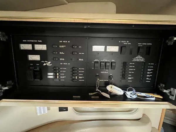  Yacht Photos Pics Electrical control panel inside a 2001 Sea Ray 460 Sundancer yacht.