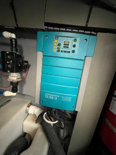  Yacht Photos Pics Battery charger in the engine room of a 2001 Sea Ray 460 Sundancer yacht.