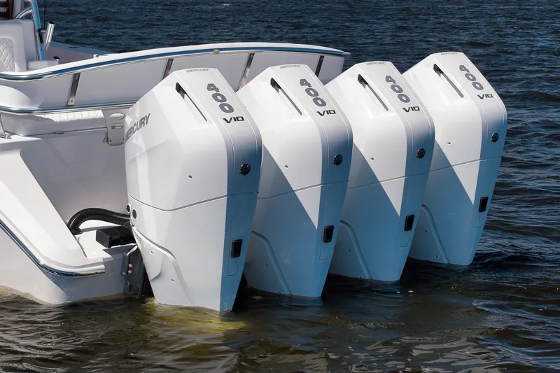  Yacht Photos Pics Four Mercury 400 V10 outboard engines on a Sparks 46 boat, 2026 model.