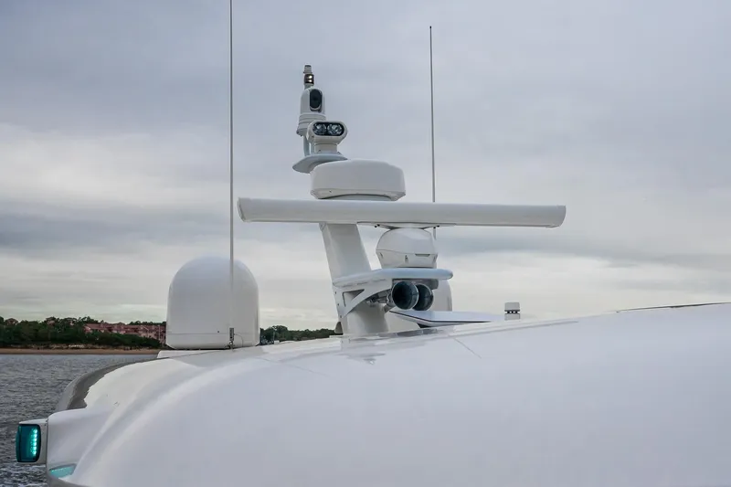  Yacht Photos Pics Radar and communication equipment on 2024 Sabre 58 Salon Express yacht.