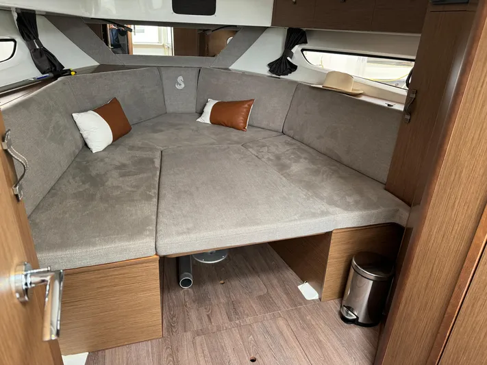 La Bella Vita Yacht Photos Pics Interior of 2020 Beneteau Flyer 10 with cozy sleeping cabin.