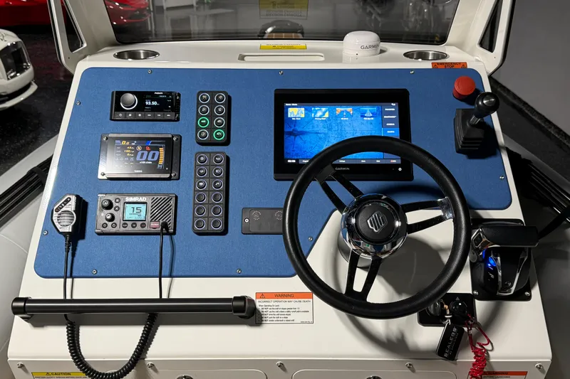 7.5m Hydrasol Rib Yacht Photos Pics Control panel of a 2021 Sealegs 7.5M RIB with navigation and communication systems.