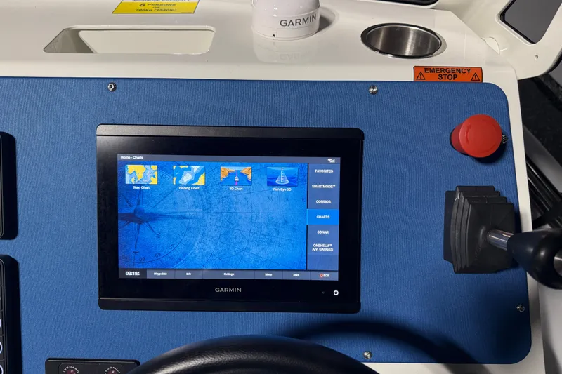 7.5m Hydrasol Rib Yacht Photos Pics Control panel of 2021 Sealegs 7.5M RIB with Garmin navigation display.