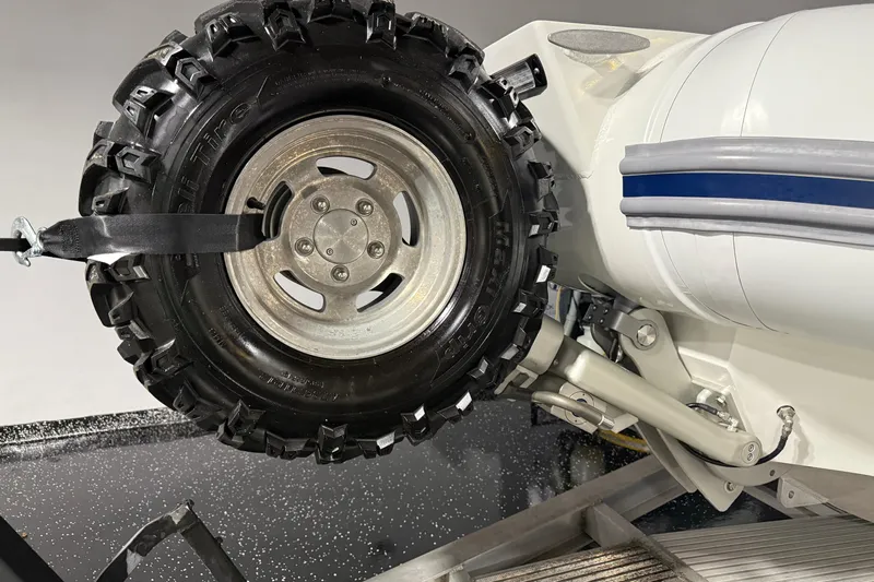 7.5m Hydrasol Rib Yacht Photos Pics 2021 Sealegs 7.5M RIB with rugged wheel and tire detail.