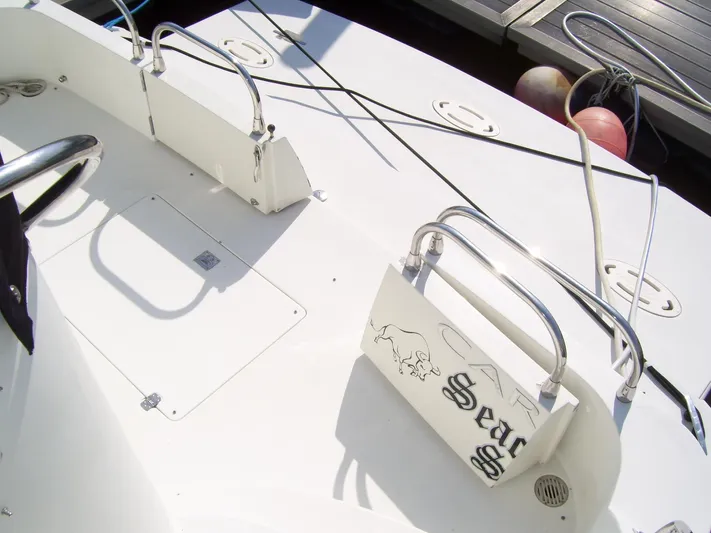  Yacht Photos Pics 2007 Carver 43 Motor Yacht deck with railings and dock lines.