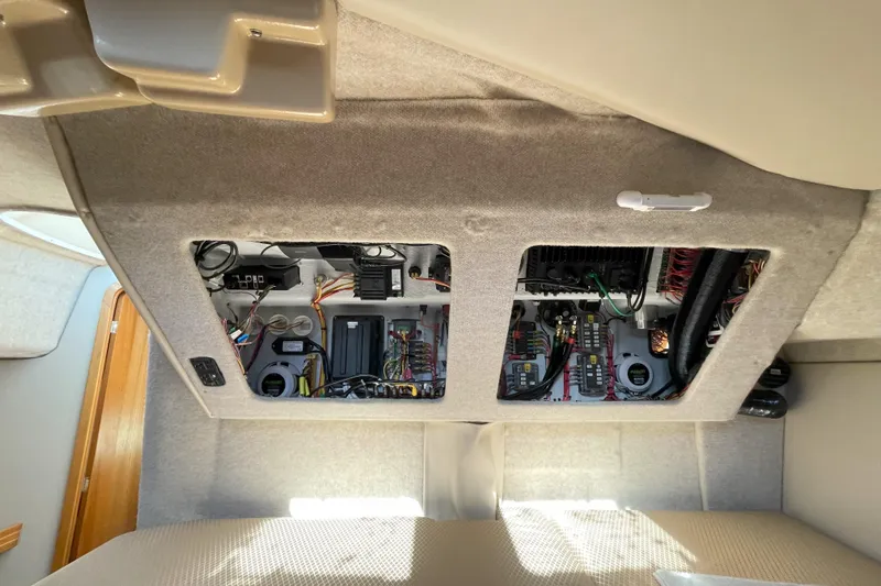 Sweet Jane Yacht Photos Pics Interior view of 2015 Aspen C100 electrical panel with wiring and components.