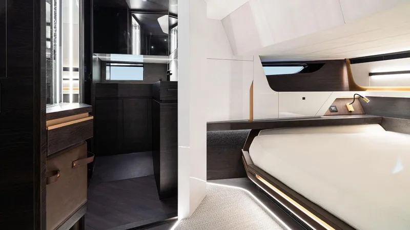 Chapter 3 Yacht Photos Pics Luxurious interior of 2024 Vanquish Yachts VQ70, featuring modern design and elegant furnishings.