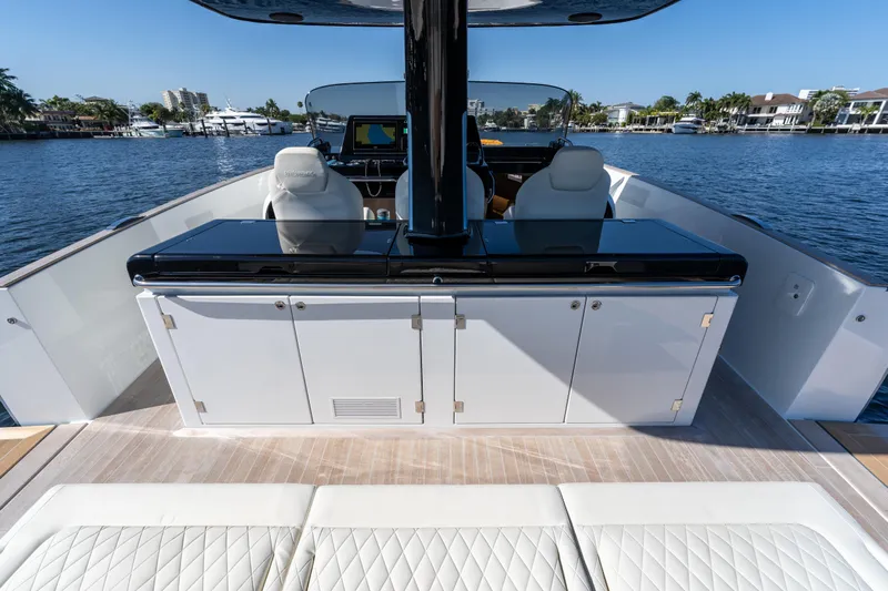  Yacht Photos Pics 2025 Solaris Power 44 Open yacht interior with sleek design and luxurious seating.