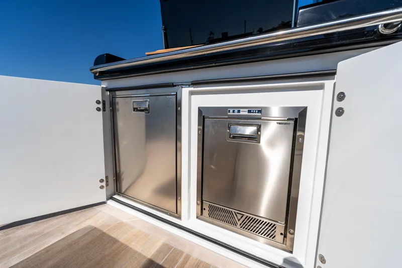  Yacht Photos Pics Stainless steel appliances on Solaris Power 44 Open yacht, 2025 model.