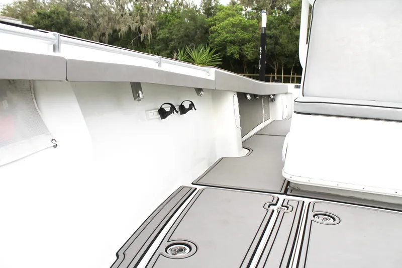  Yacht Photos Pics 2005 Yellowfin 31 Open boat interior with sleek seating and modern design.