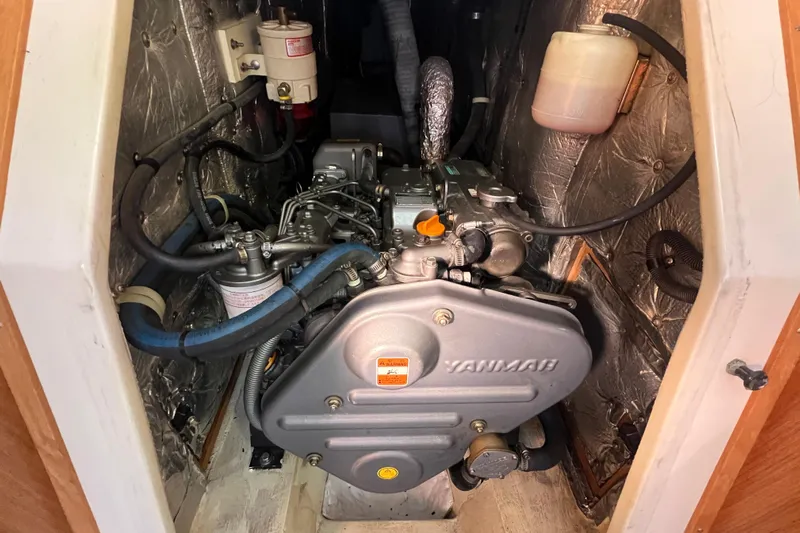  Yacht Photos Pics Engine compartment of a 2007 Catalina 42 MkII sailboat with Yanmar engine.