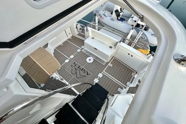 Topcat Yacht Photos Pics Aspen C120 2022 boat interior with sleek design and spacious deck area.