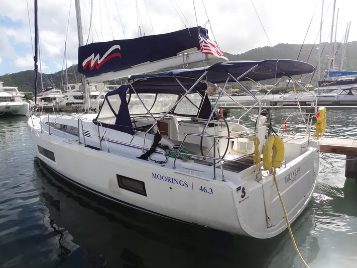 Tabula Rasa Yacht Photos Pics 2020 Beneteau Oceanis 46.1 sailboat docked in a marina.