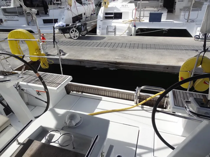 Tabula Rasa Yacht Photos Pics Beneteau Oceanis 46.1 2020 model docked at marina, view from cockpit.