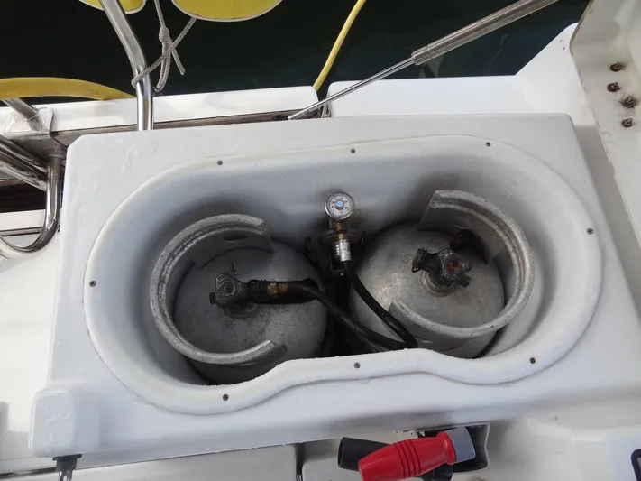 Tabula Rasa Yacht Photos Pics Propane tank storage compartment on a 2020 Beneteau Oceanis 46.1 sailboat.