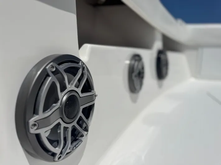  Yacht Photos Pics Close-up of speakers on a 2009 Invincible 36 Open Fisherman boat.