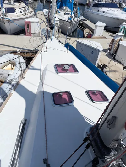 Saga Yacht Photos Pics Beneteau First 40 sailboat deck, 2012 model, docked at marina.