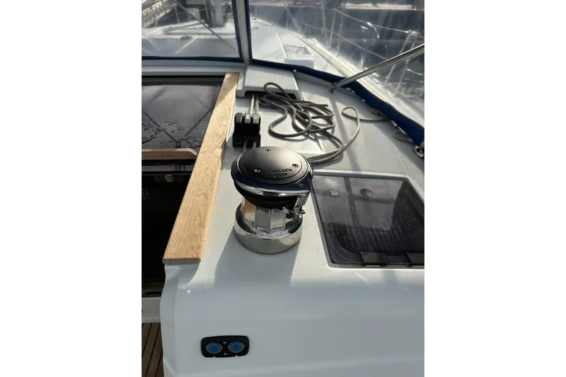  Yacht Photos Pics 2018 Jeanneau Sun Odyssey 479 deck with winch and ropes.