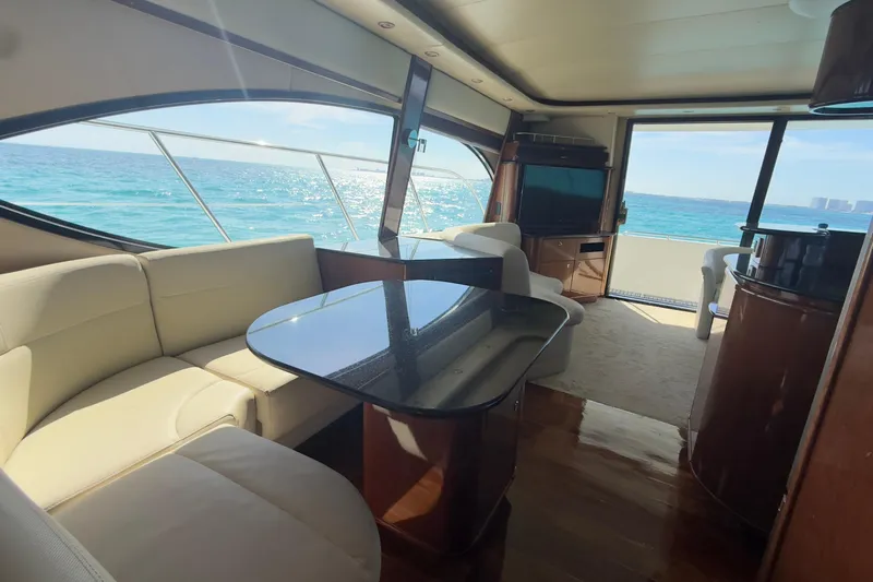 Rubicon Yacht Photos Pics Luxurious interior of 2008 Meridian 580 Pilothouse yacht with ocean view.