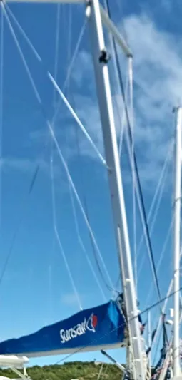 Marylee Yacht Photos Pics Sailboat with blue sail cover under clear sky, Leopard 45 model, 2020.