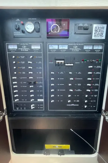 Caribbean Smile Yacht Photos Pics Electrical control panel of a 2019 Regal 42 Grande Coupe yacht.