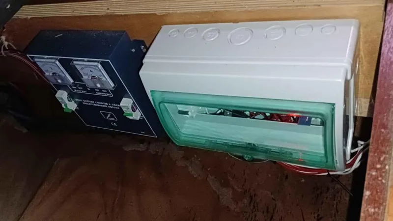 Sunny Days Yacht Photos Pics Electrical panel and control box inside a 2013 Lagoon 380 S2 catamaran.