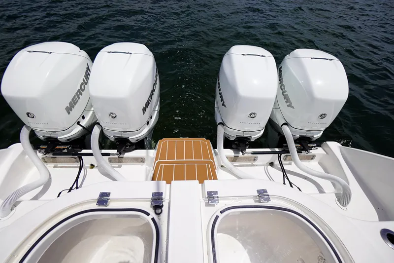  Yacht Photos Pics Four Mercury outboard engines on a 2020 Invincible 40 Catamaran.