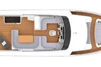 Top view of 2021 Absolute 52 Navetta yacht with spacious deck layout.