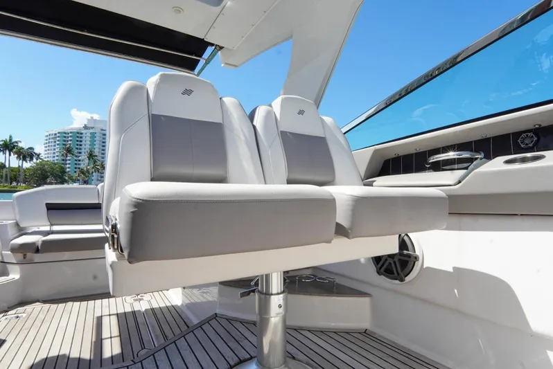  Yacht Photos Pics 2017 Four Winns H350 boat interior with modern seating and sleek design.