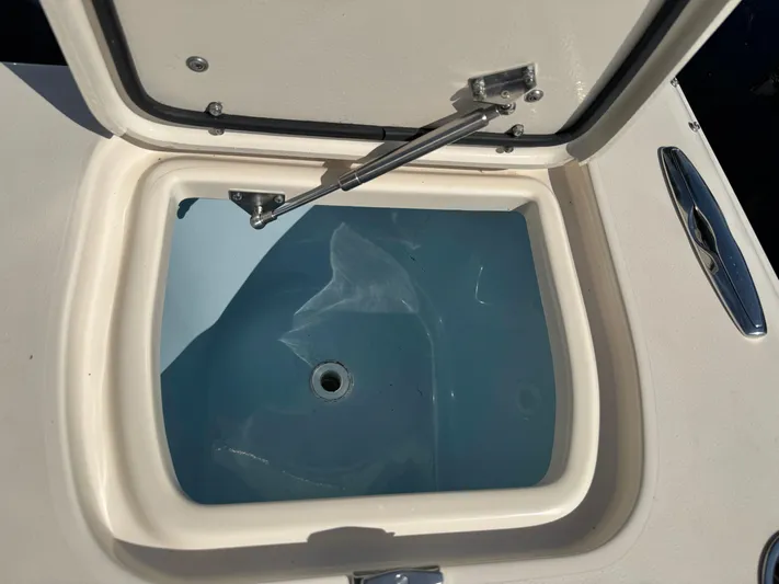 Bay Tripper Yacht Photos Pics Open storage compartment on 2019 Grady-White Freedom 307 boat.