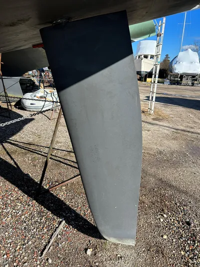 4770jg Yacht Photos Pics 2015 Dufour 410 GL sailboat keel in dry dock.