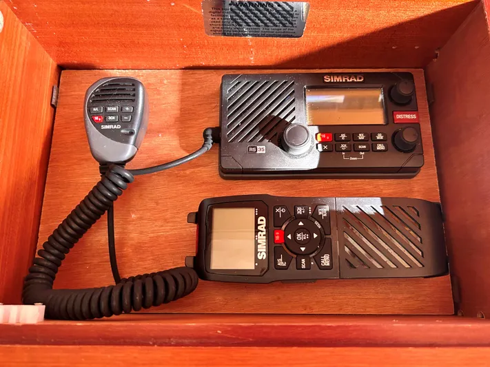 4770jg Yacht Photos Pics Simrad marine radio equipment on 2015 Dufour 410 GL yacht.