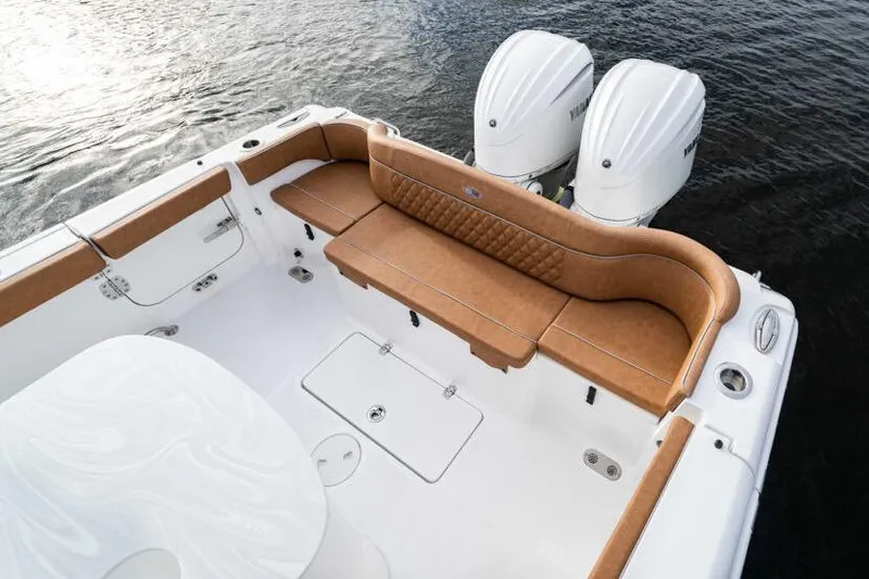  Yacht Photos Pics Manufacturer Provided Image: 2026 Sea Hunt Ultra 285 SE boat with tan seating and dual Yamaha engines.