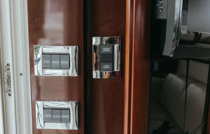  Yacht Photos Pics Control panel on 2010 Sea Ray 390 Sedan Bridge yacht interior.