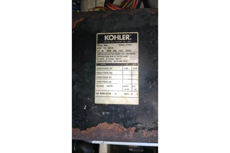  Yacht Photos Pics Kohler generator label on 2004 Luhrs 34 Convertible, model 8EOZ, diesel fuel specifications.