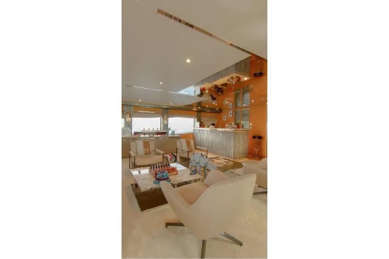  Yacht Photos Pics Luxurious yacht interior with modern seating and elegant decor, Factoria Naval de Marin 40, 2013.