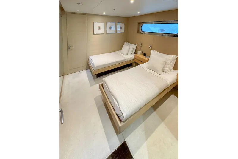  Yacht Photos Pics Luxurious twin cabin interior on 2013 Factoria Naval de Marin 40 yacht.