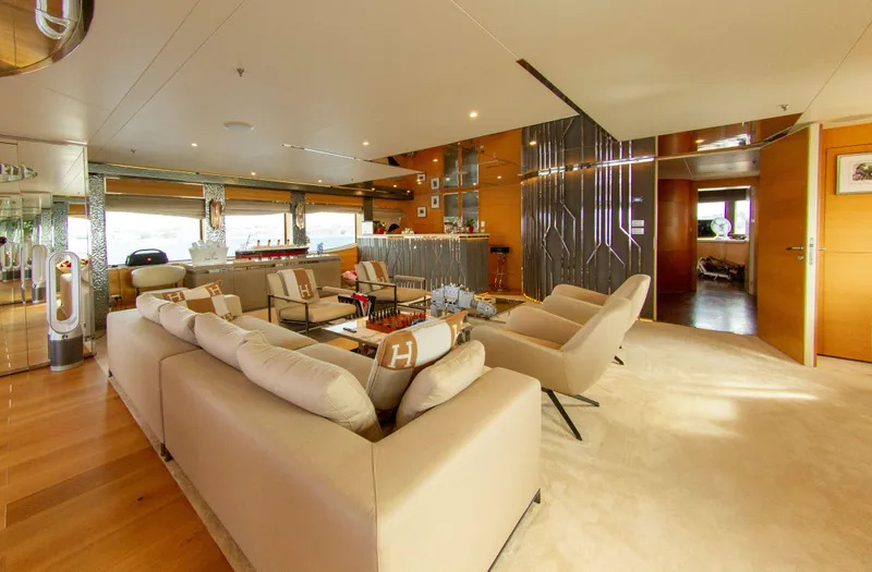  Yacht Photos Pics Luxurious yacht interior with modern decor, plush seating, and elegant design, Factoria Naval de Marin 40, 2013.