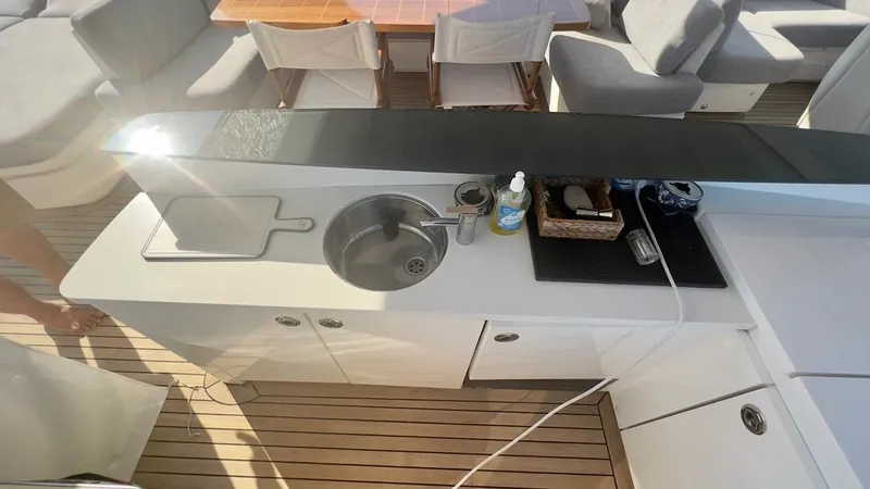  Yacht Photos Pics Luxury yacht kitchen on a 2015 Princess 82.