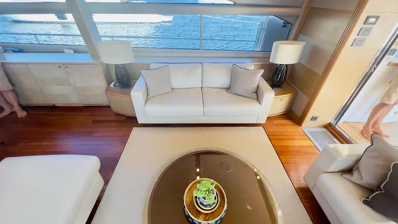  Yacht Photos Pics Luxurious interior of a 2015 Princess 82 yacht.